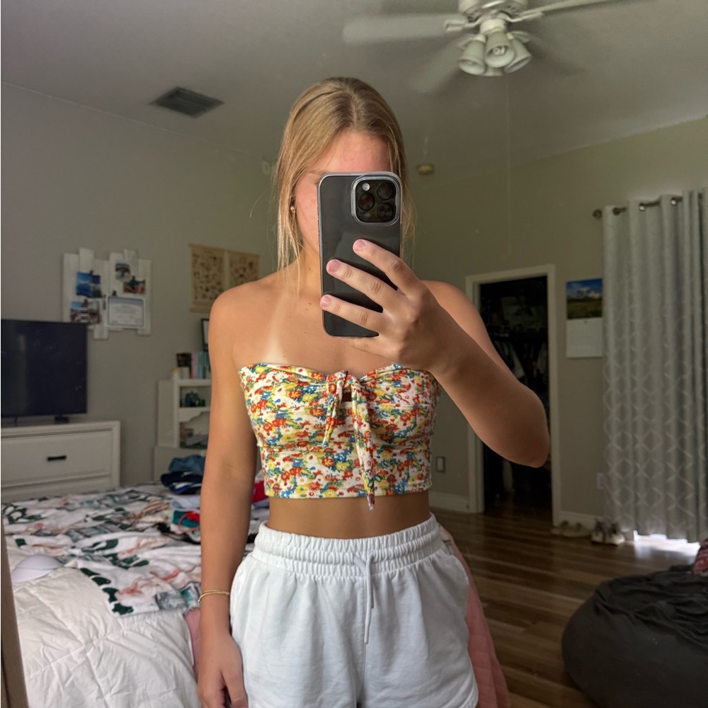 Floral Multicolor Strapless Top